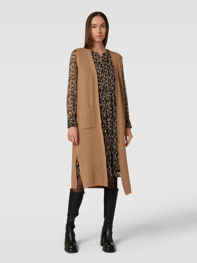 Longcardigan mit Seitenschlitzen in sand