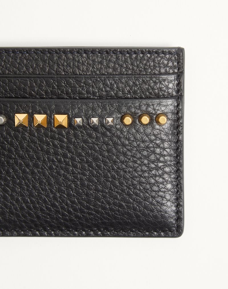 Rockstud kortholder i granatfarvet kalveskind