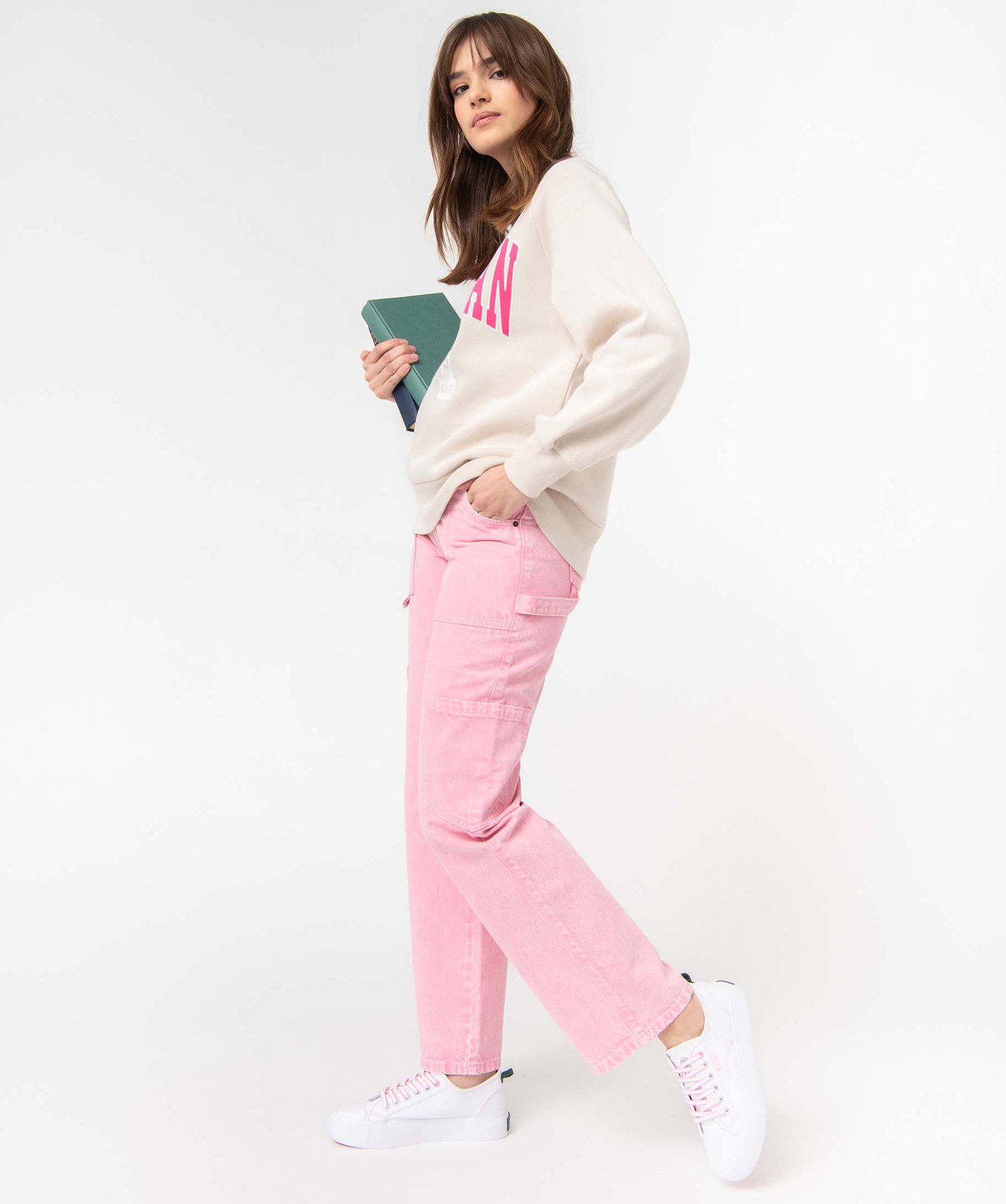 Sweat femme molletonné avec inscription - Camps United ecru | GEMO
