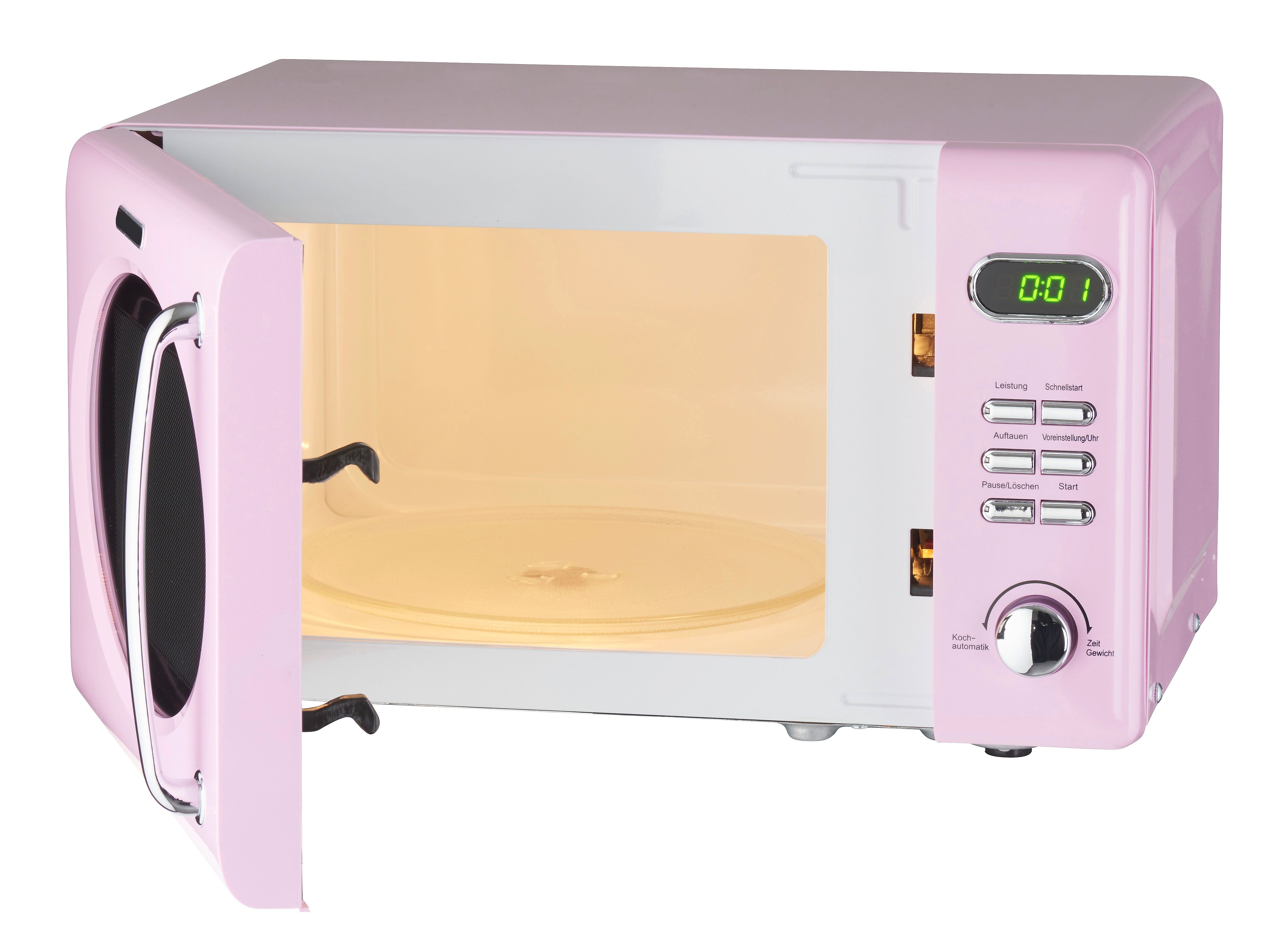 Wolkenstein Mikrowelle WOLKENSTEIN Mikrowelle WMW720 SP, Retro, 700 W, pink, Automatische Garprogramme 8, Auftaufunktion, 20,00 l, digitaler Timer