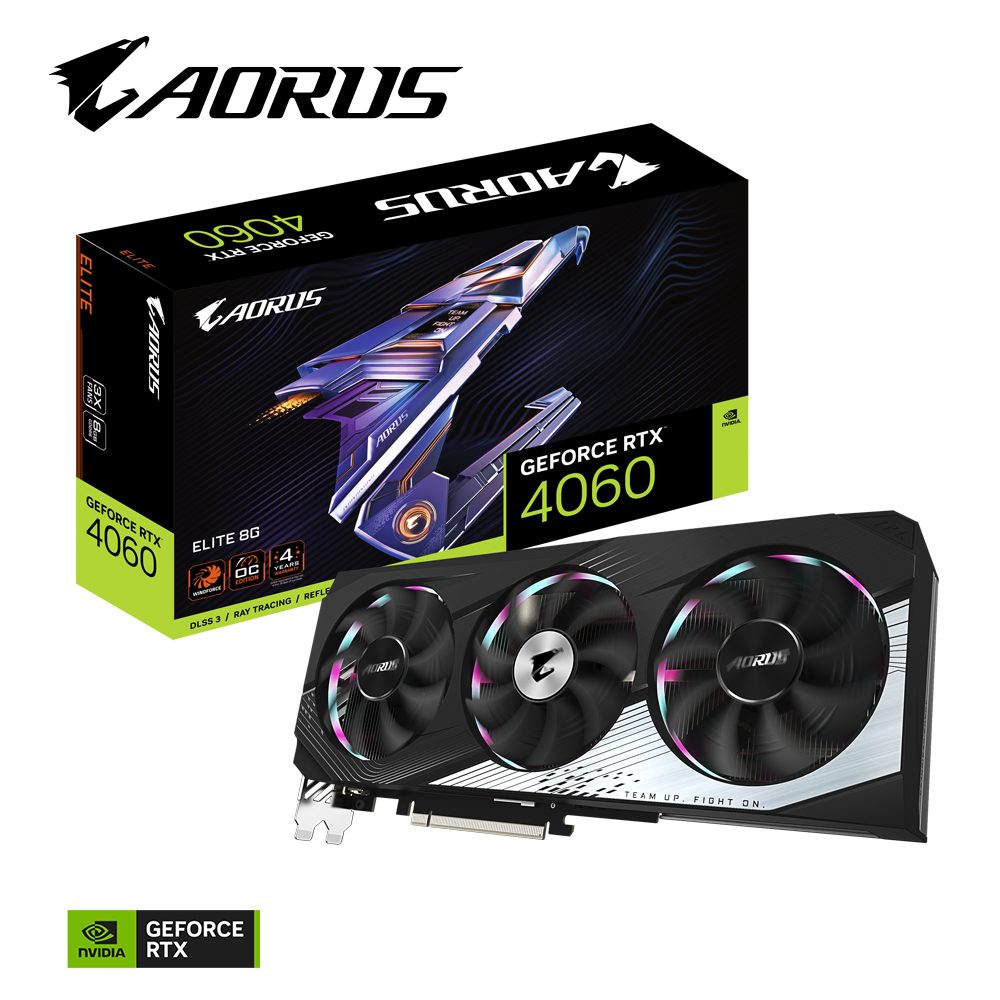 Gigabyte AORUS GeForce RTX™ 4060 ELITE 8G Grafikkarte (8 GB, GDDR6)