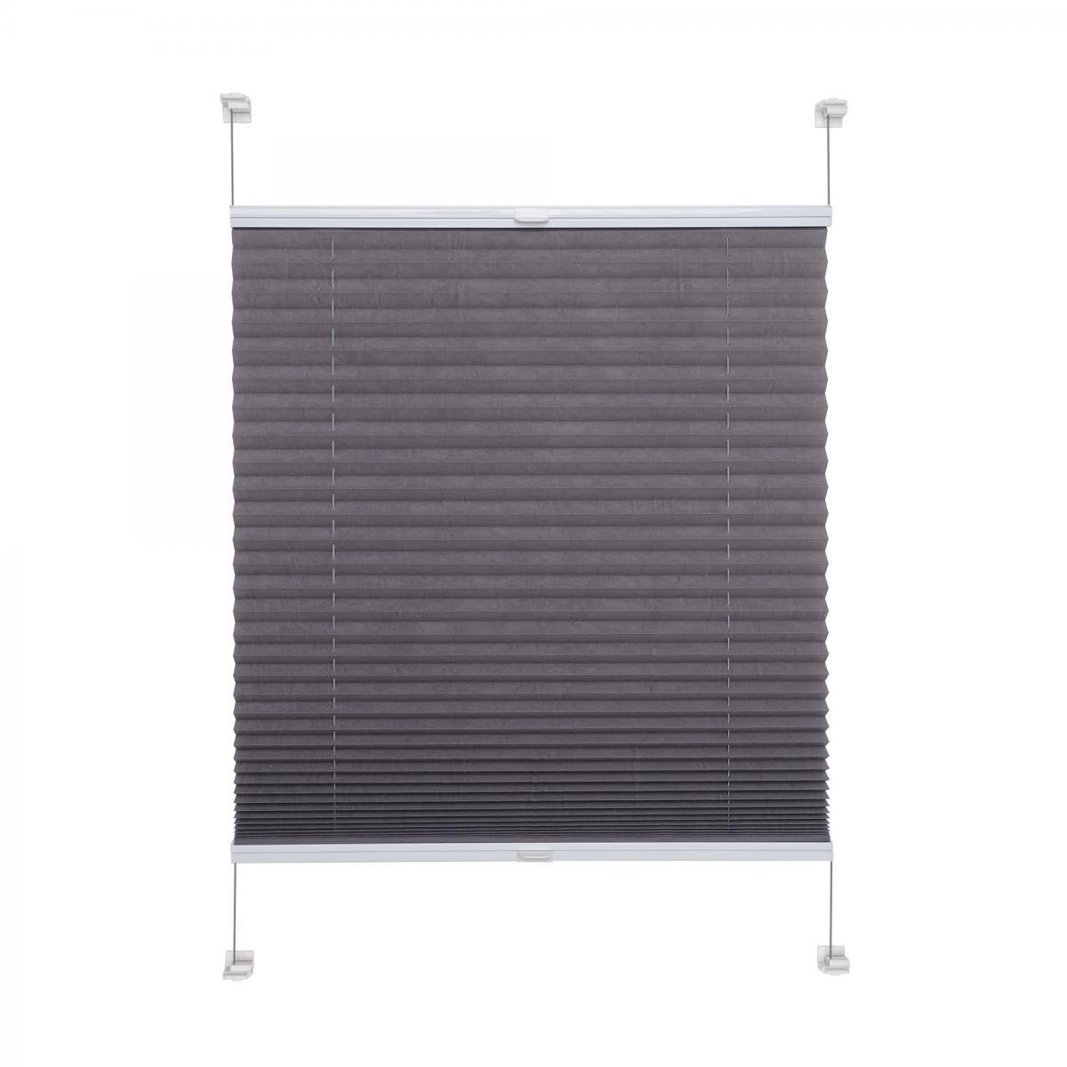 Bella Casa Klemmfix Plissee verspannt 75 x 220 cm grau