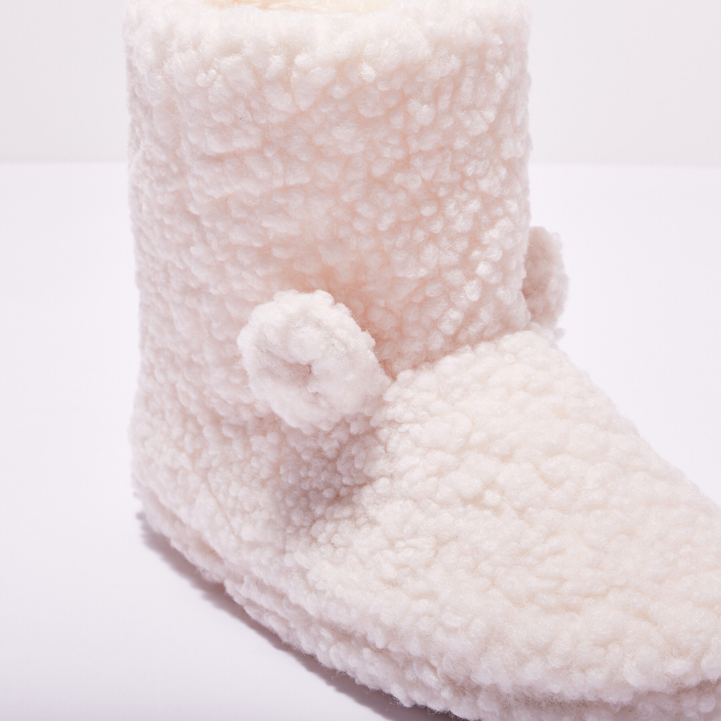 Chaussons bottines fourrure ecru femme | Cache Cache