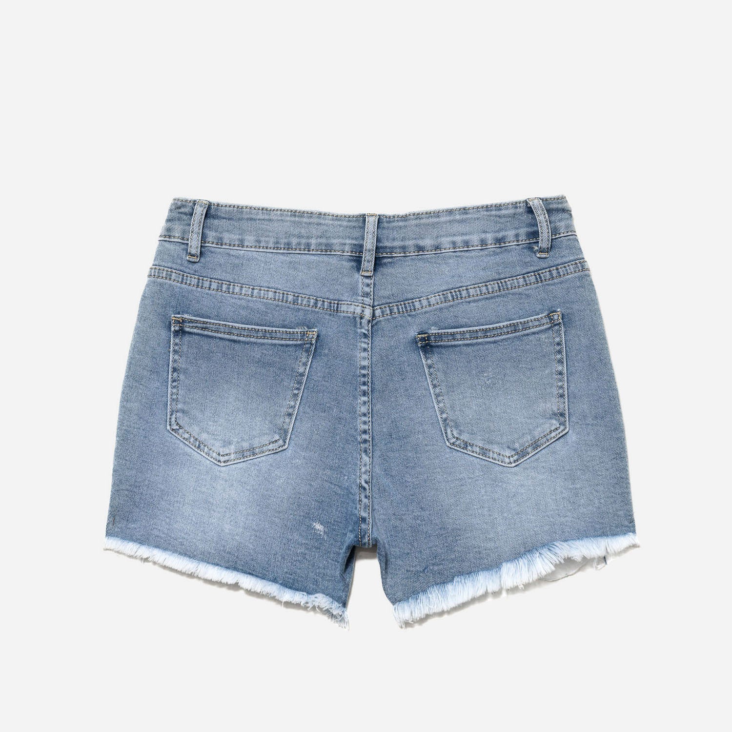 Short en jean TEXTO bleu bas frangés