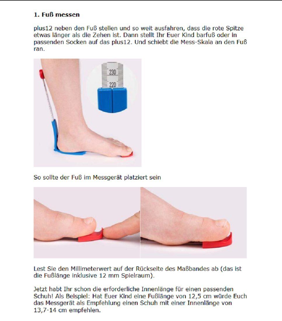 Plus 12 Messschieber - Optimal für Kinderfüße, Schuhmessgerät, Blaues Fußmessgerät, Markenunabhängig einsetzbar