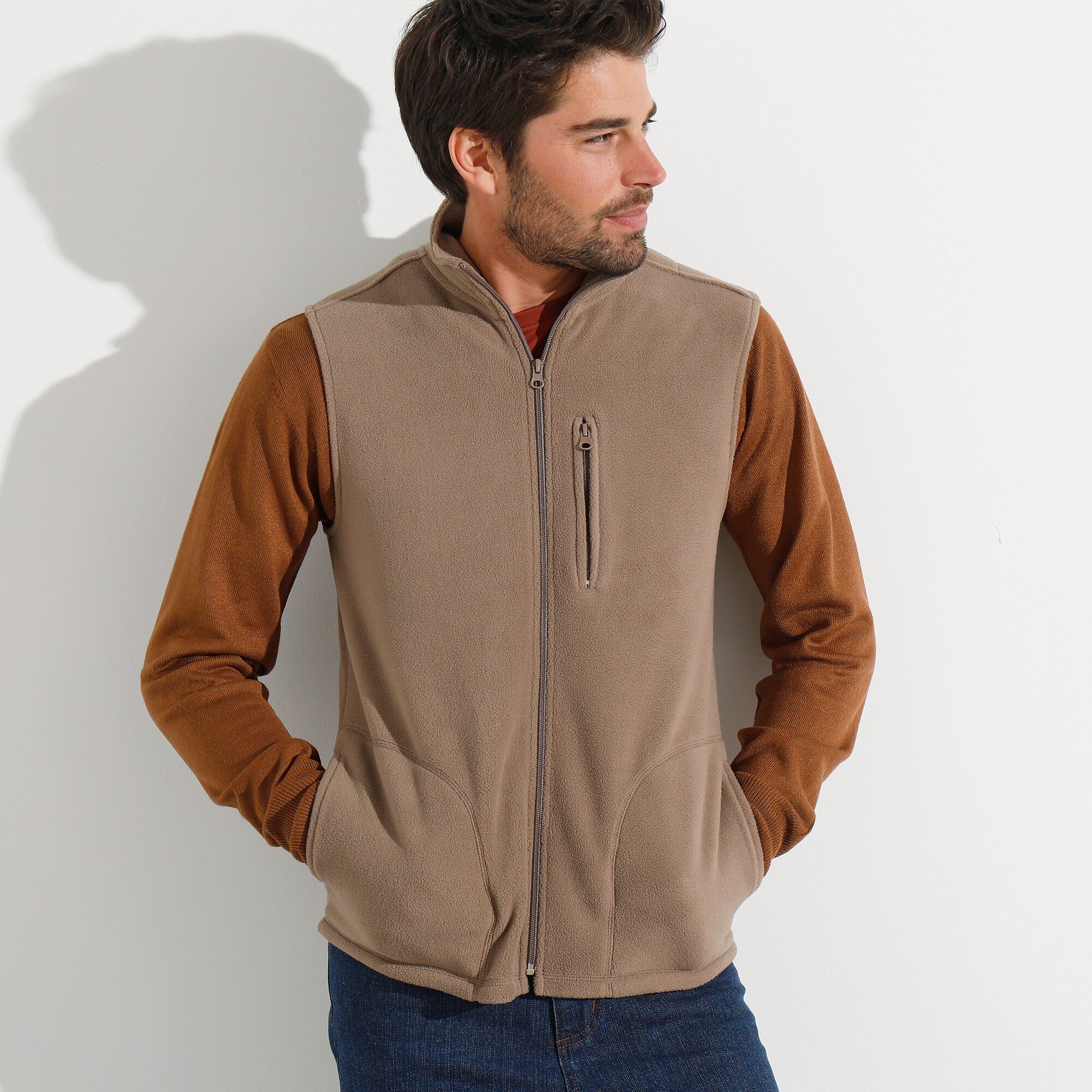 Blouson zippé maille micropolaire sans manches