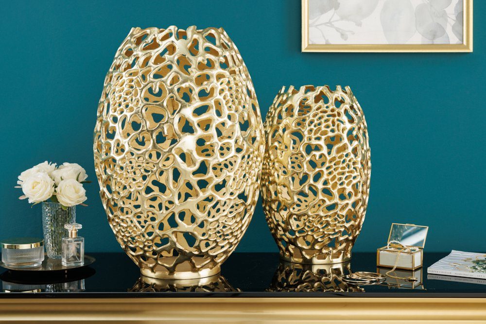riess-ambiente Dekovase ABSTRACT LEAF 50cm gold (Einzelartikel, 1 St), Wohnzimmer · Handmade · Metall · Vase · Gold-Optik · Schlafzimmer