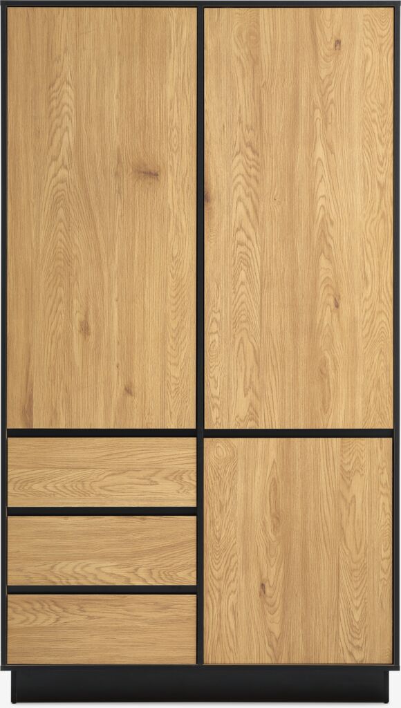 Armário ODENSE 120x210 com 3 portas e 3 gavetas na cor carvalho quente.