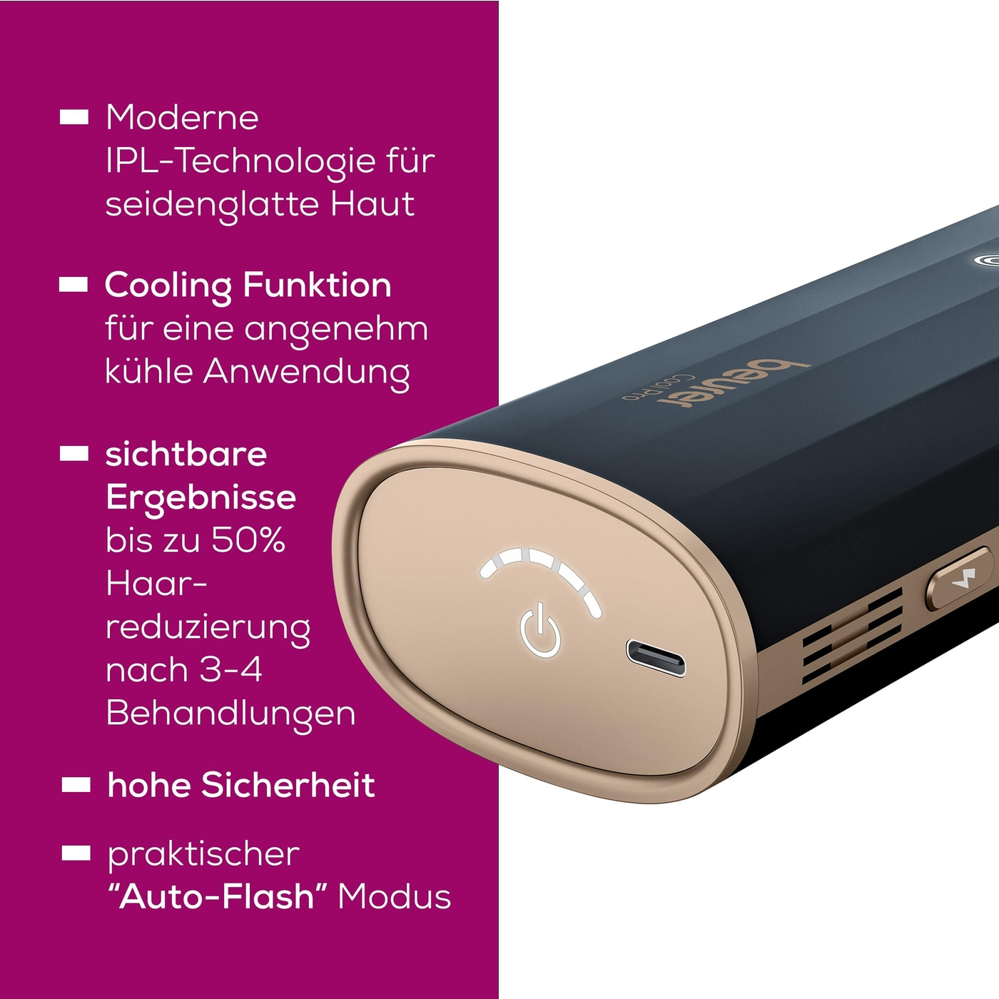 IPL Haarentfernungsgerät IPL 7800 COOL PRO-Cooling Funktion: für eine angenehm kühle Anwendung