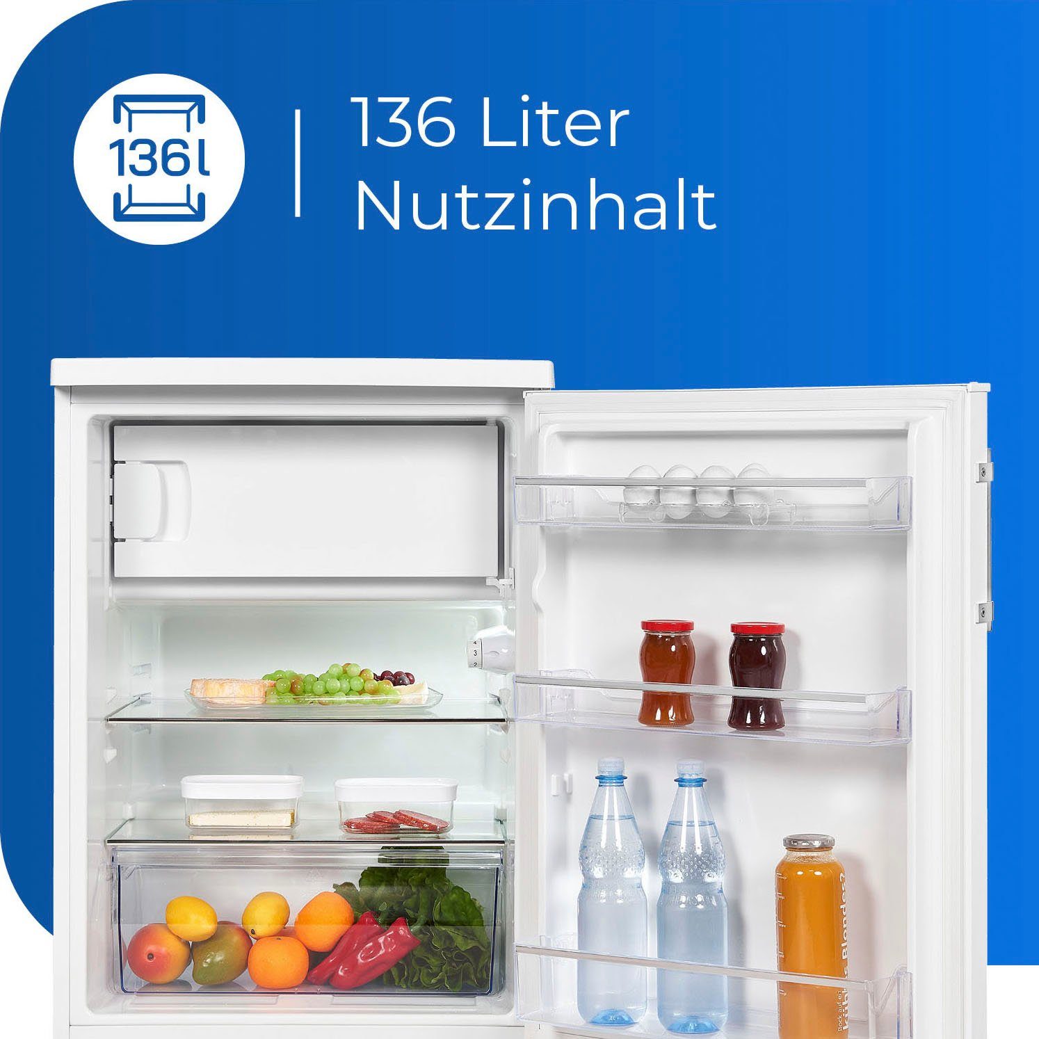 exquisit Kühlschrank KS18-4-H-170D weiss, 85,0 cm hoch, 60,0 cm breit