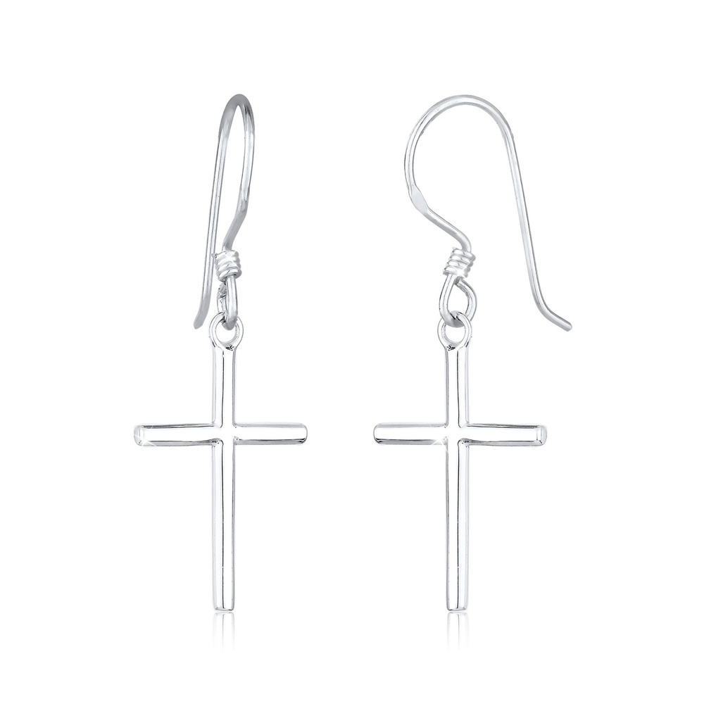 Elli Elli Boucles d'Oreilles Femmes Pendentif d'oreilles Symbole Croix en Argent Sterl Boucles d'oreilles