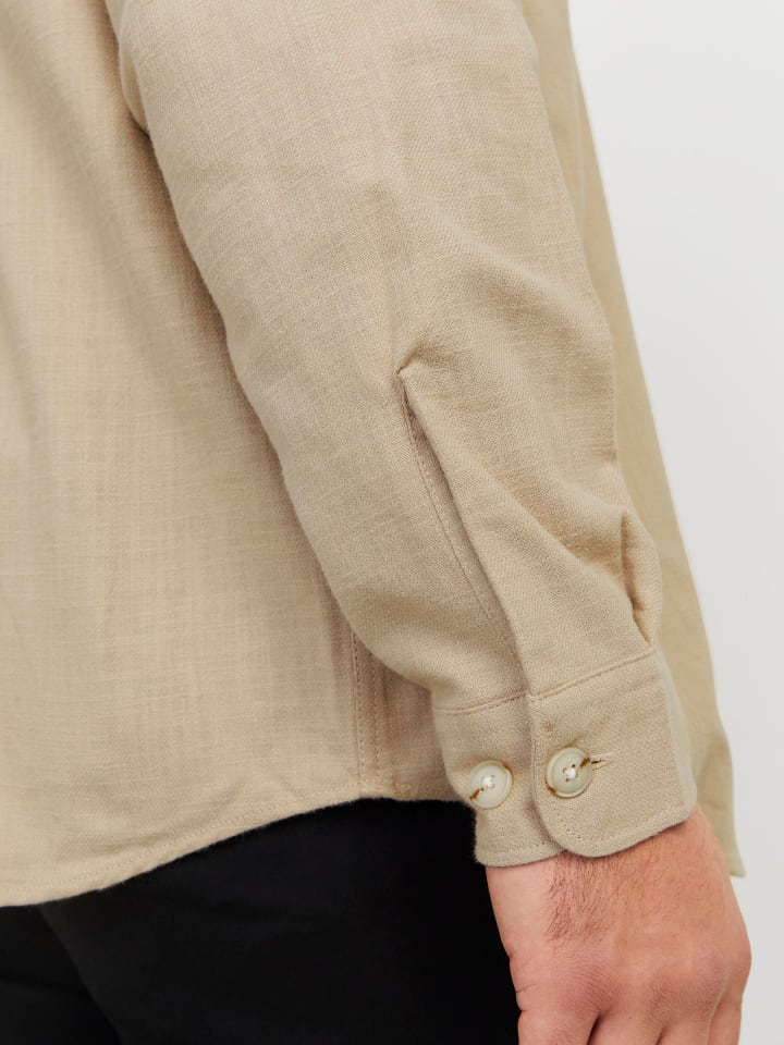 JACK & JONES PLUS Overshirt in White Pepper günstig kaufen