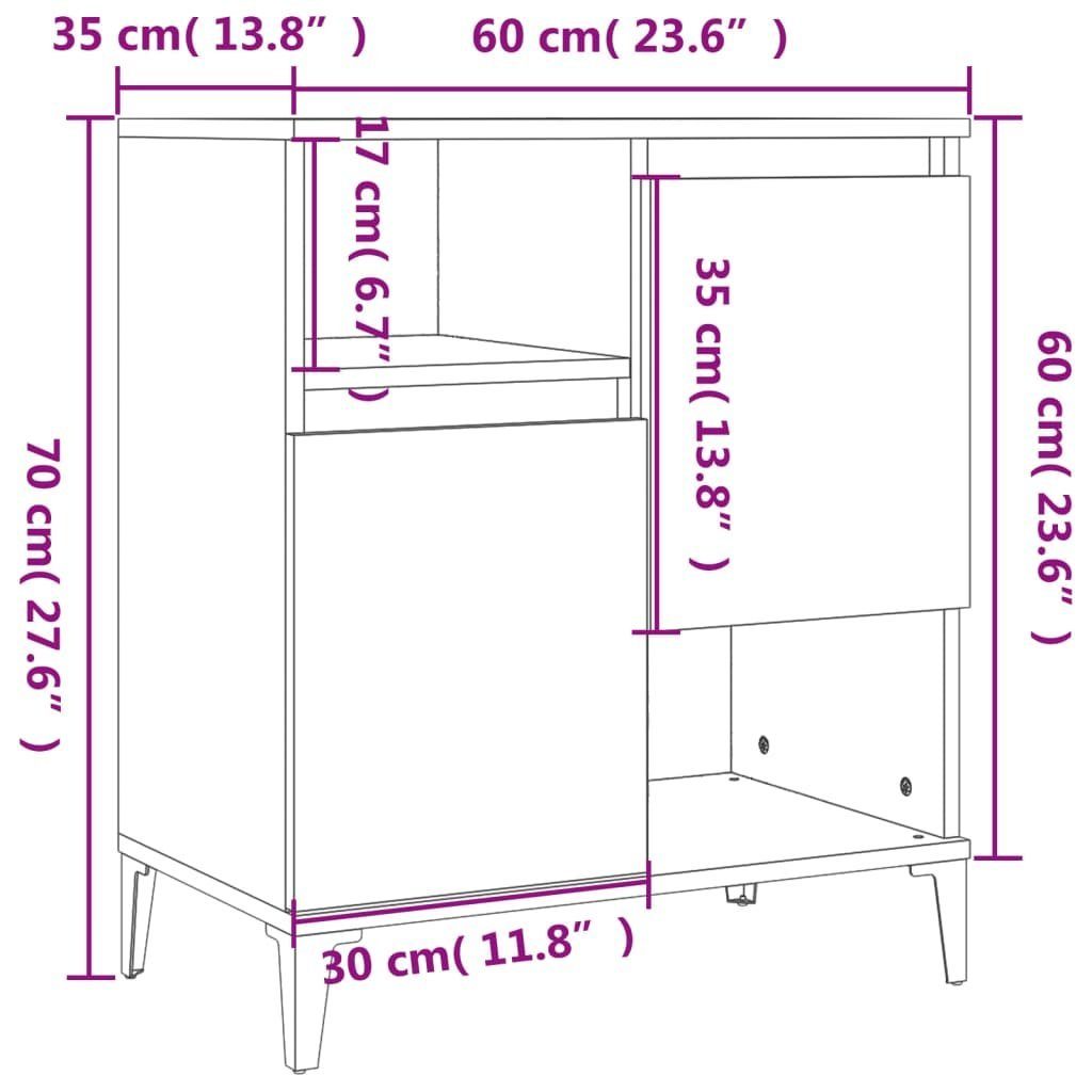 vidaXL Sideboard Sideboard Grau Sonoma 60x35x70 cm Holzwerkstoff (1 St)