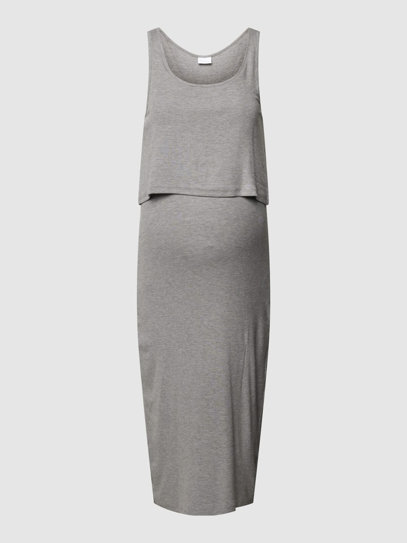 Umstands-Kleid in gerippter Optik Modell 'BRYNNA' in mittelgrau meliert