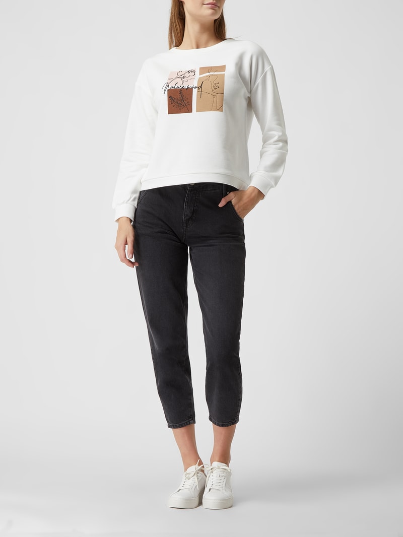 Sweatshirt mit Stickereien in offwhite