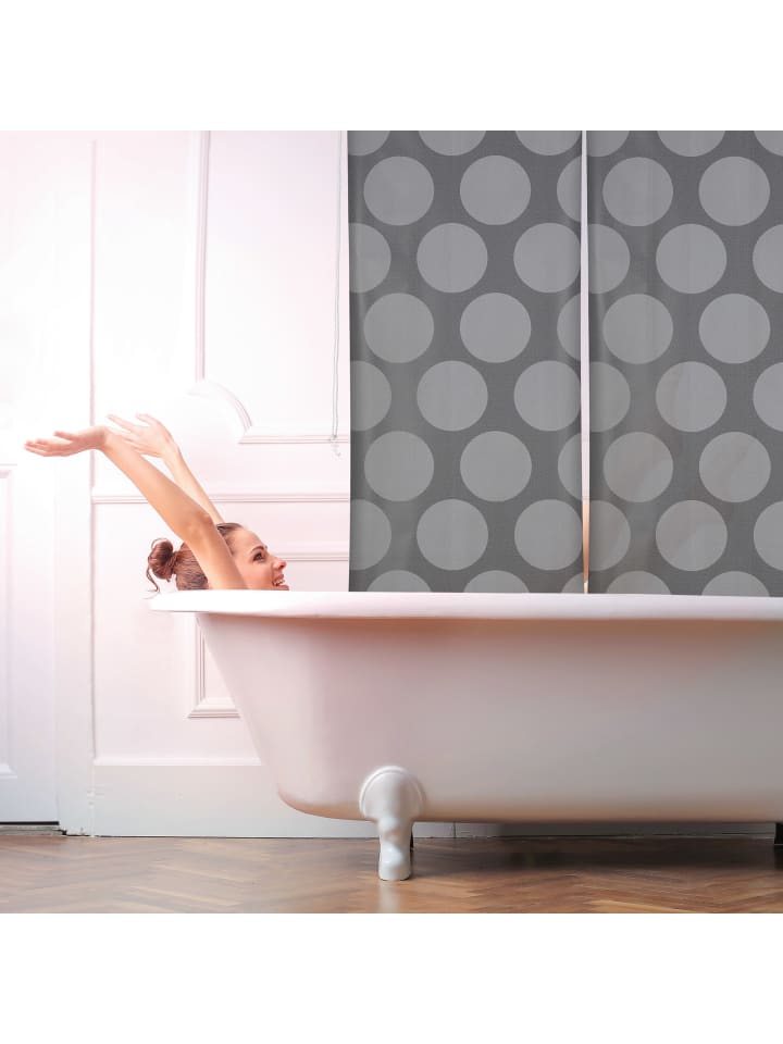 relaxdays Duschrollo Punkte in Grau - (B)60 x (H)240 cm günstig kaufen onesize