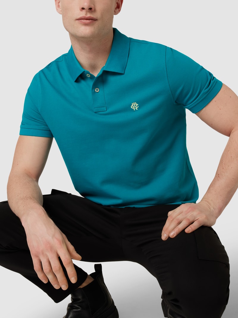 Poloshirt mit Logo-Stitching in smaragdgrün
