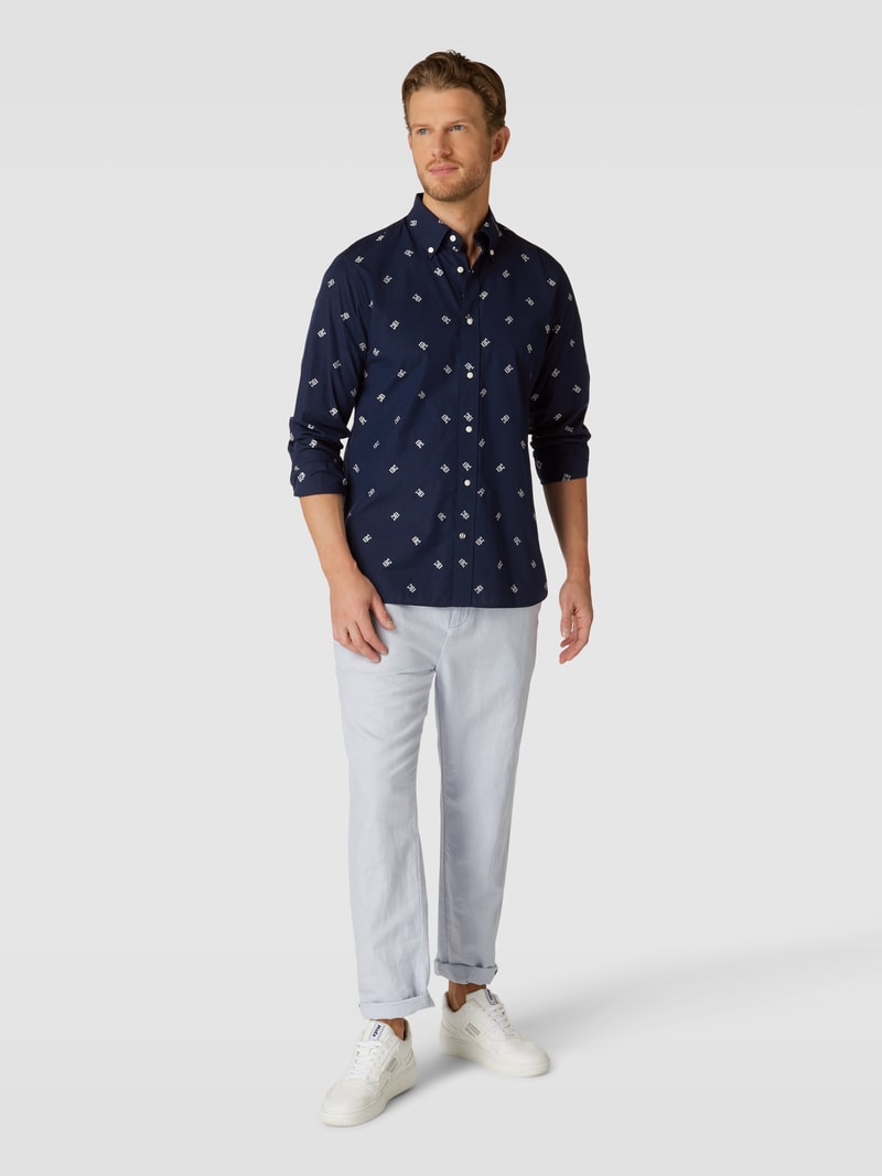 Freizeithemd mit Button-Down-Kragen Modell 'SPACED OUT MONOGRAM' in marineblau