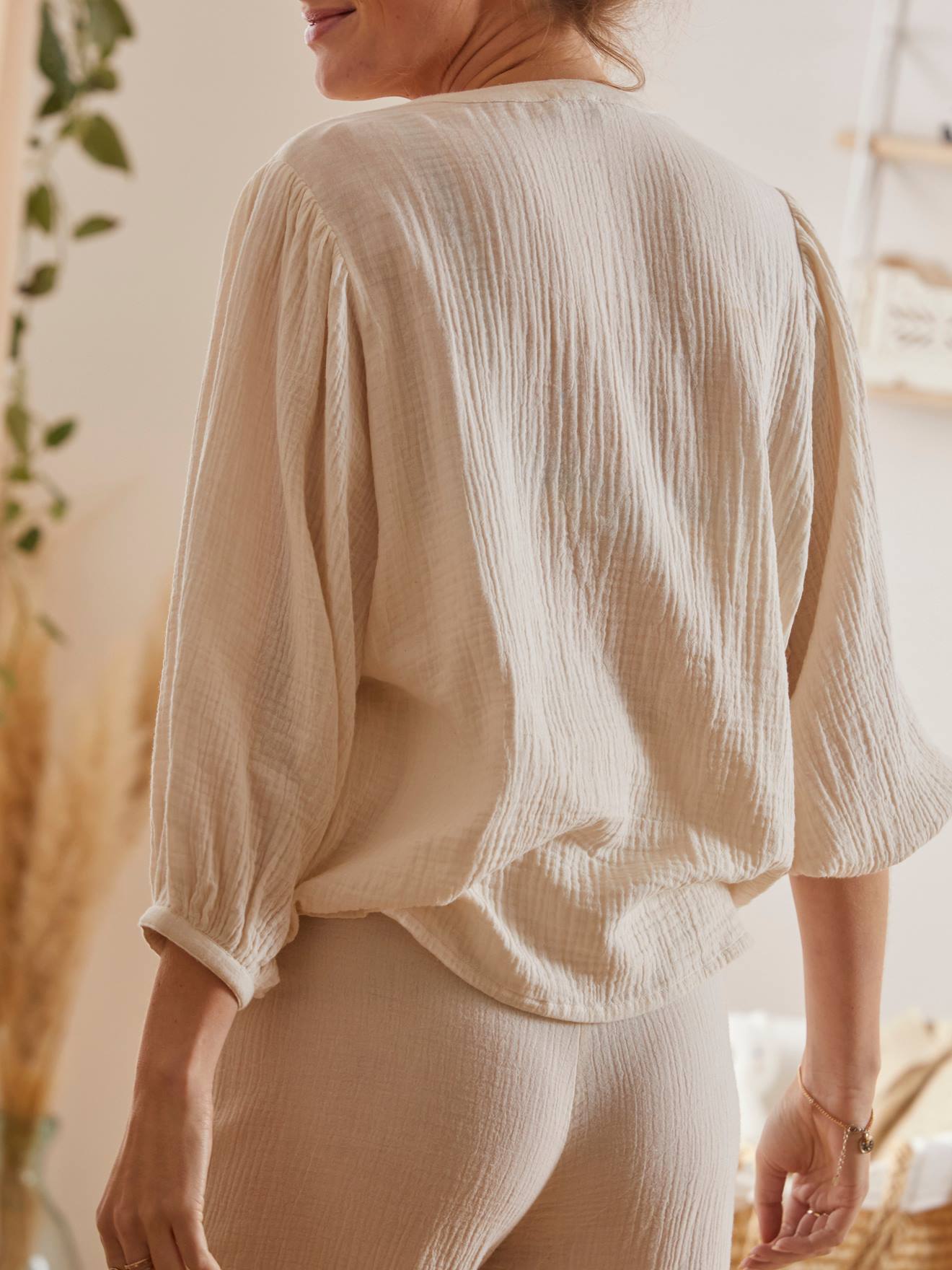 Ensemble 2 pièces homewear grossesse et allaitement beige