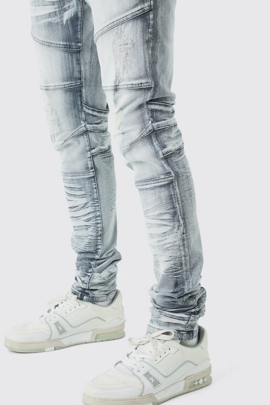 Tall gebleichte Skinny Stretch Jeans mit Rissen