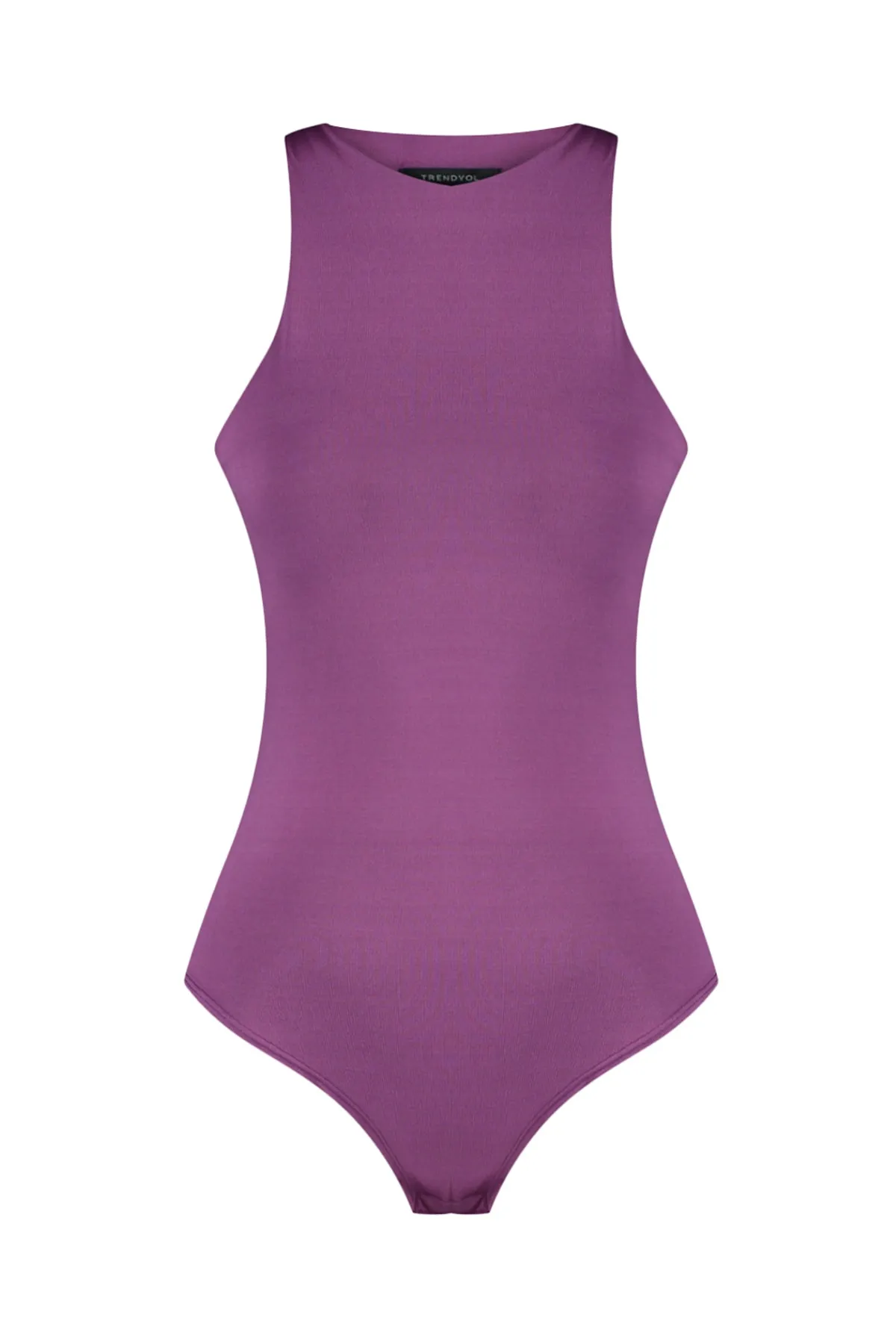 Trendyol Collection  Pflaumenfarbener Neckholder-Body mit flexiblem Druckknopf-Strick-Body TWOSS20BD0044