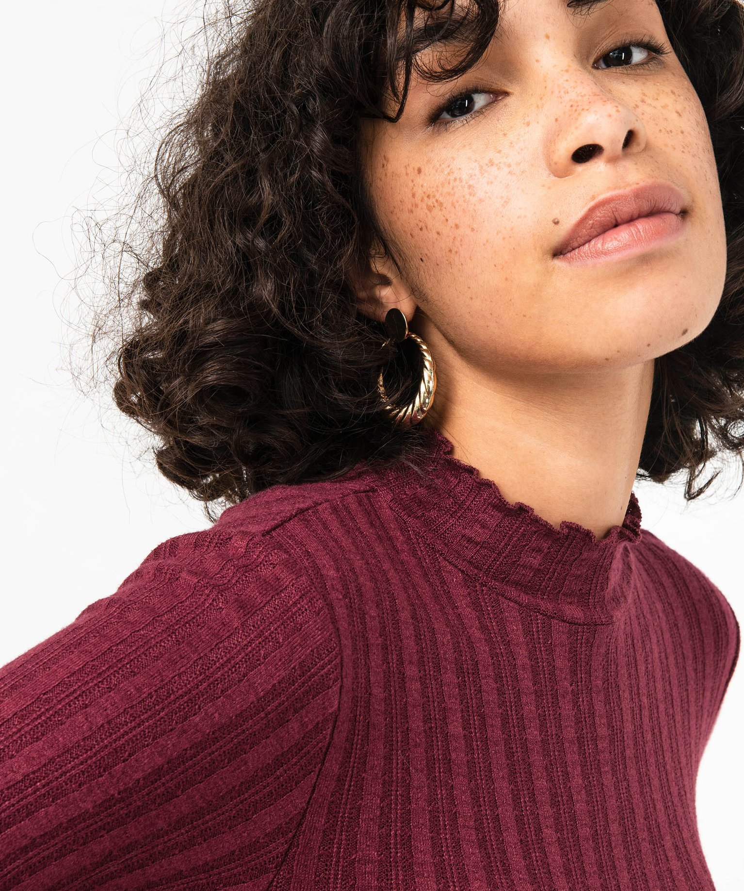 Tee-shirt à manches longues et col montant femme - LuluCast... bordeaux | GEMO