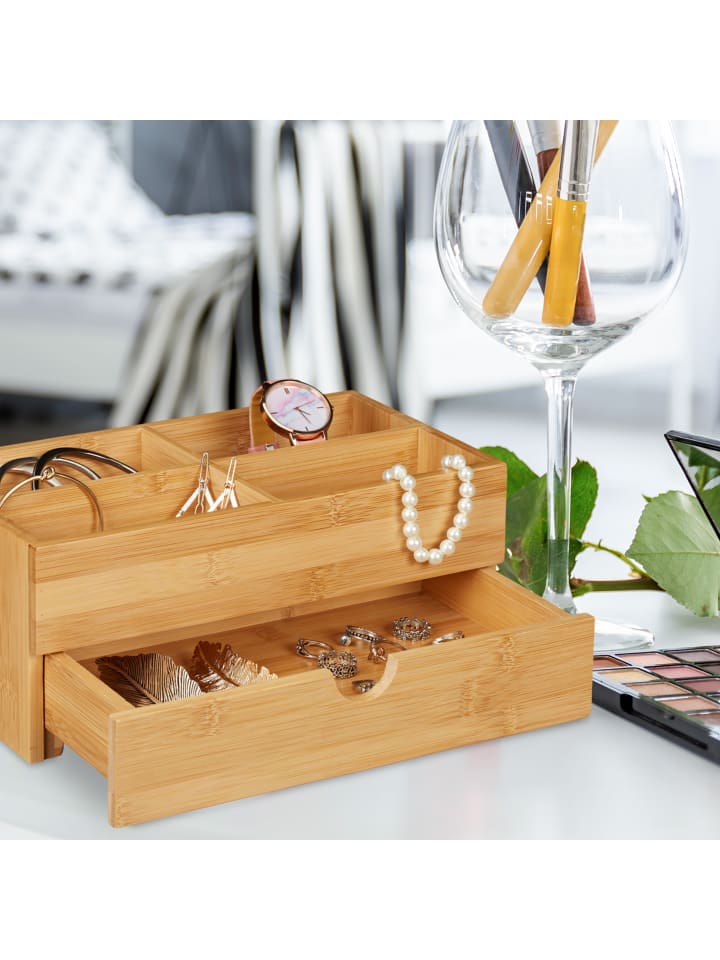 relaxdays Kosmetik Organizer 4 Fächer in Natur günstig kaufen onesize