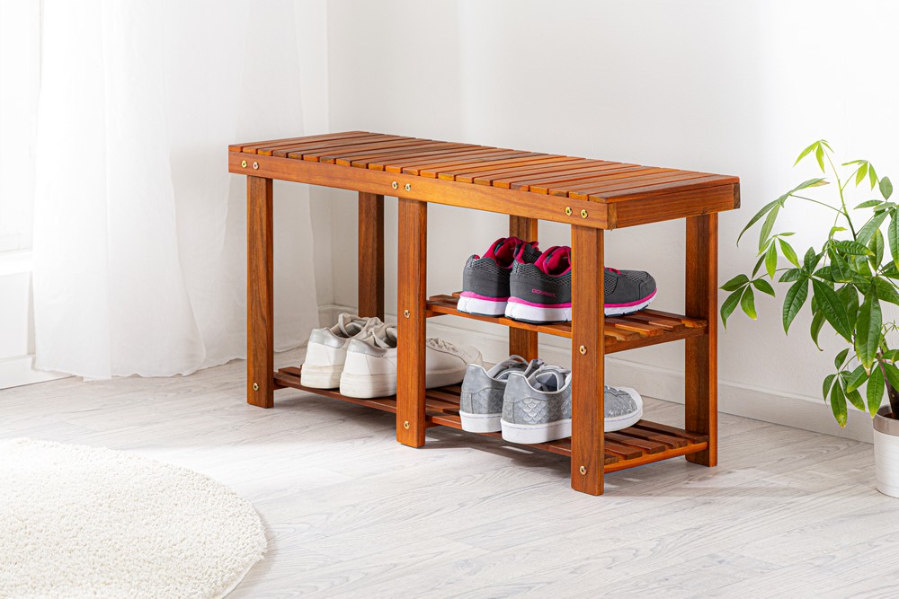 HC Garten & Freizeit Universal-/Schuhregal Akazienholz 87 x 28 x 45cm