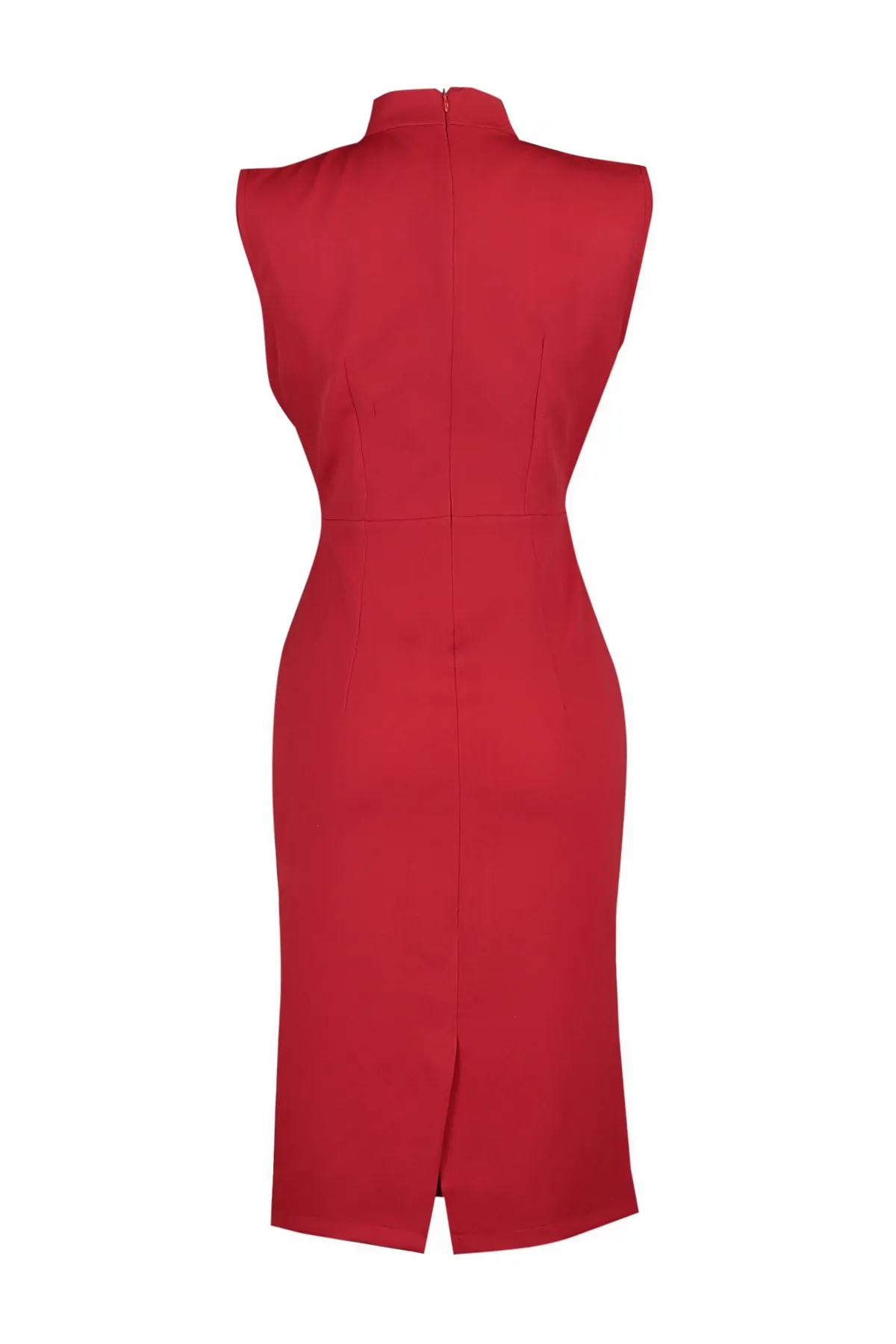 Trendyol Collection  Rotes, figurbetontes, gewebtes Kleid mit Stehkragen TWOAW20EL0311