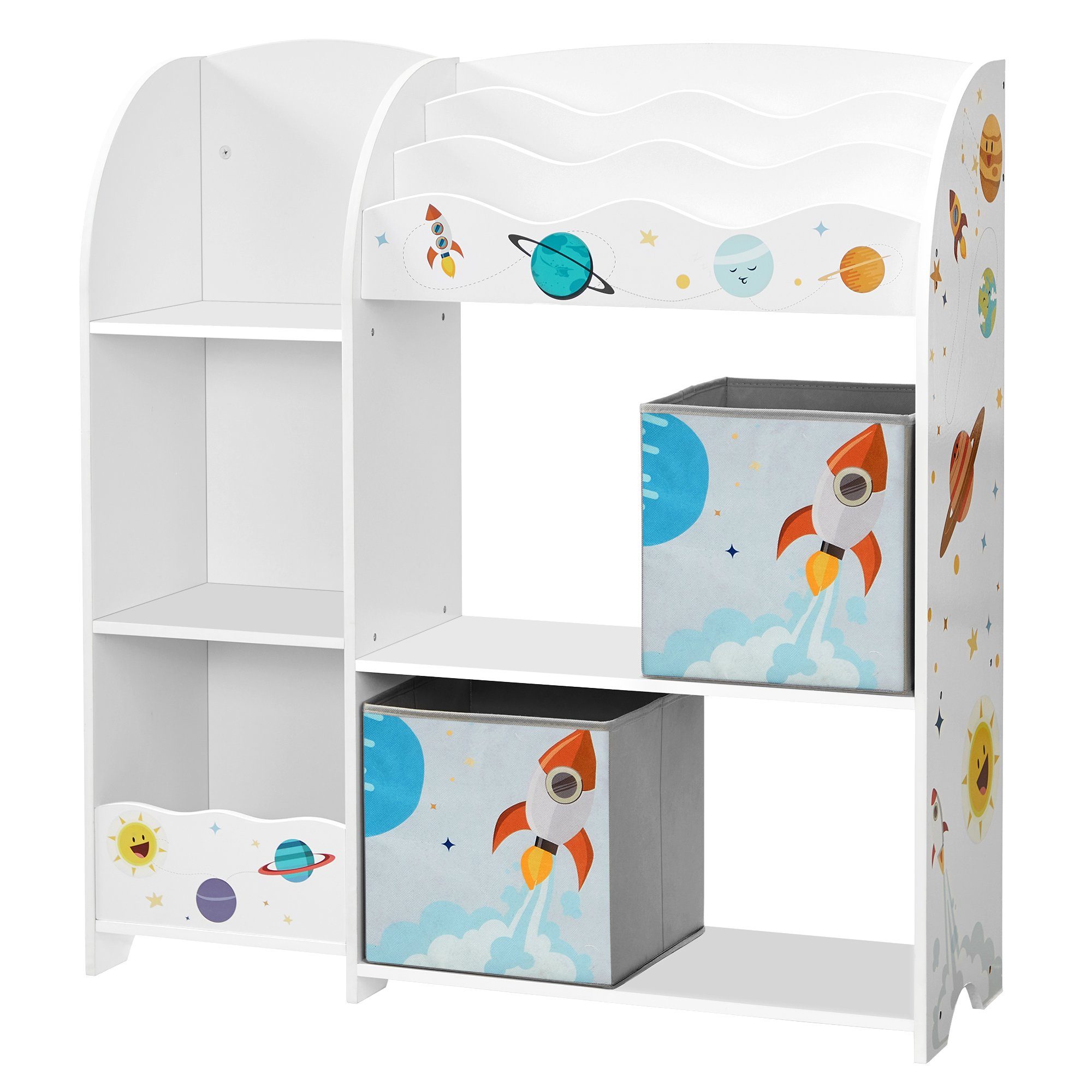 SONGMICS Bücherregal Kinderzimmerregal, mit 2 Aufbewahrungsboxen