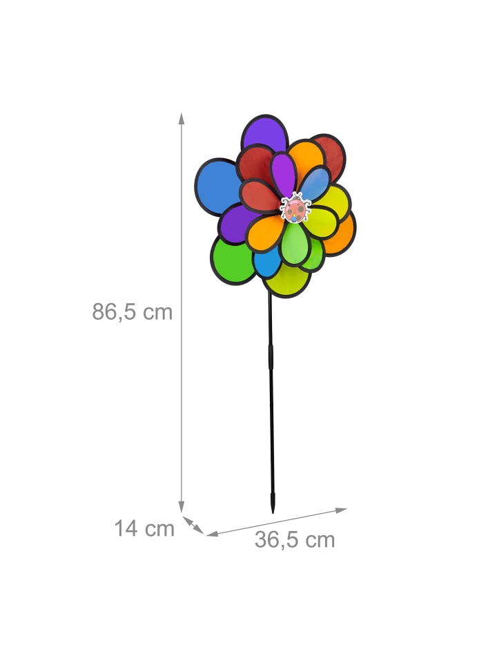 relaxdays 2 x Windrad in Bunt - (B)36,5 x (H)86,5 x (T)14 cm günstig kaufen onesize