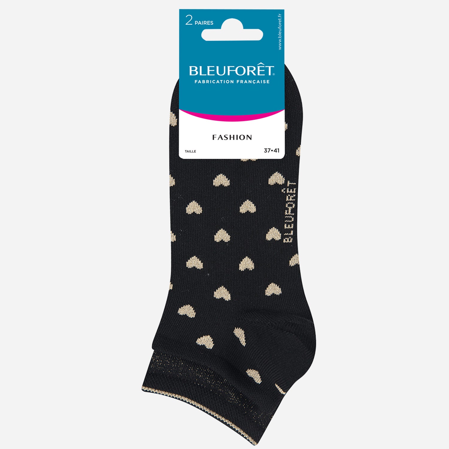 2 paires de chaussettes BLEUFORET noir et or - 37/41
