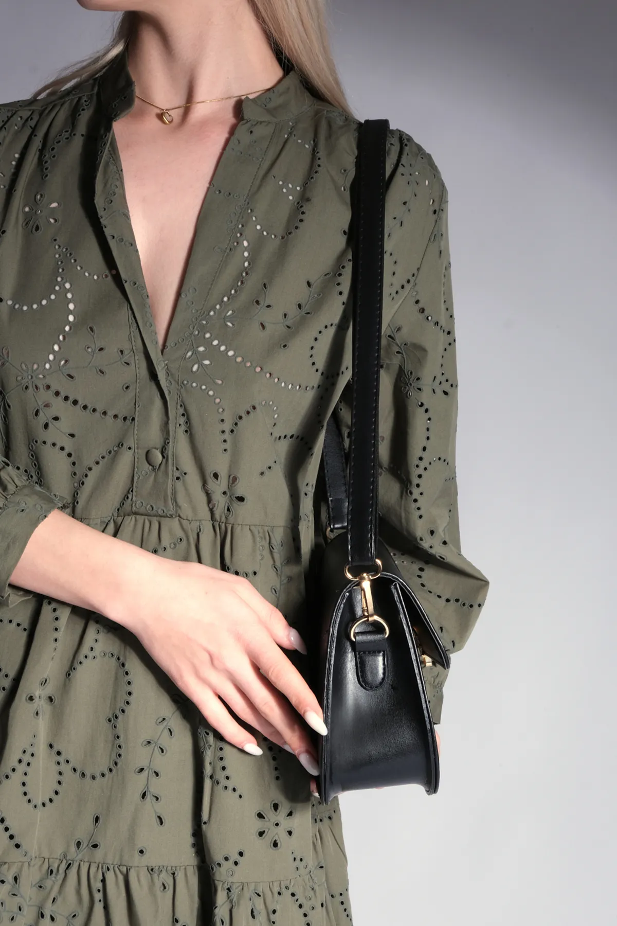Marjin  Umhängetasche für Damen mit verstellbarem Riemen Vones Schwarz