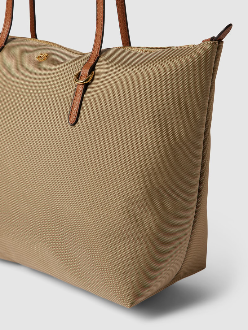 Tote Bag mit Label-Applikation Modell 'KEATON' in taupe