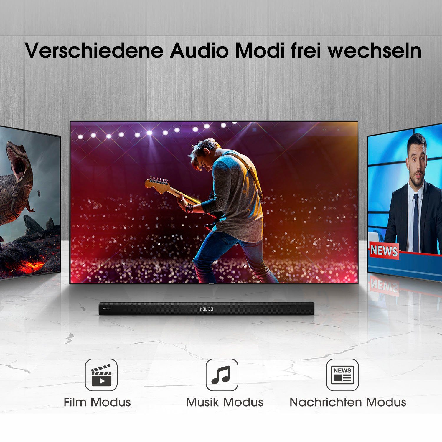 Hisense HS218 2.1 Soundbar (Bluetooth, 200 W, Home Theater System, 200W, Subwoofer)