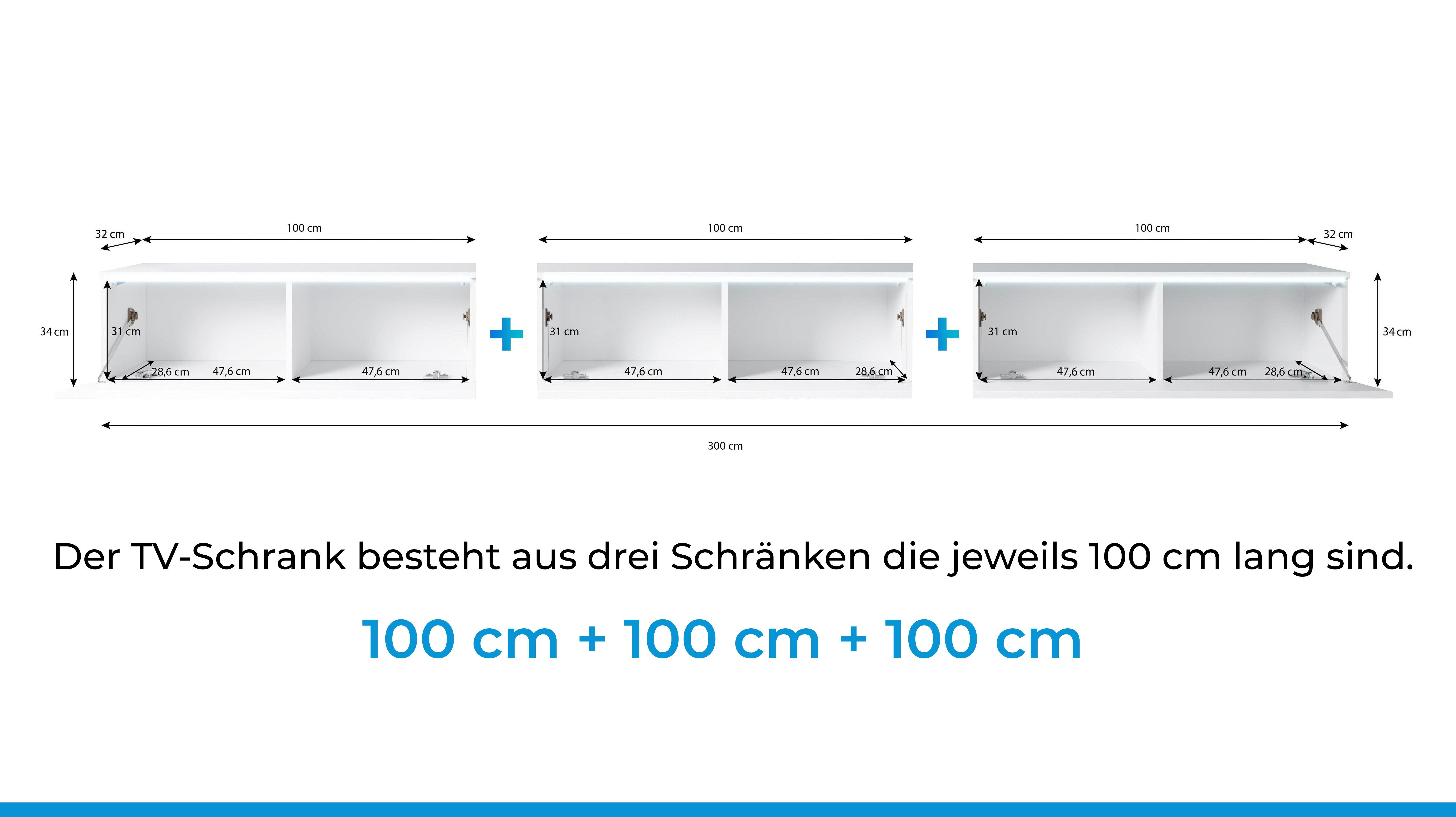 Furnix Sideboard BARGO Lowboard hängend TV-Board B300 x H34 x T32 cm, geräumig mit 6 Fächern