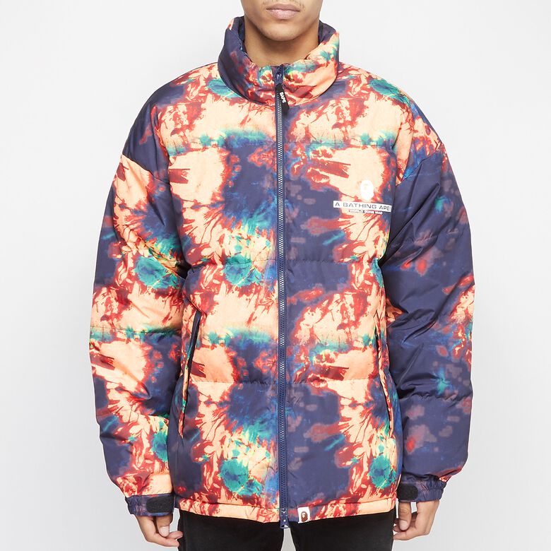 A Bathing Ape Tie Dye Loose Fit Down Jacket navy