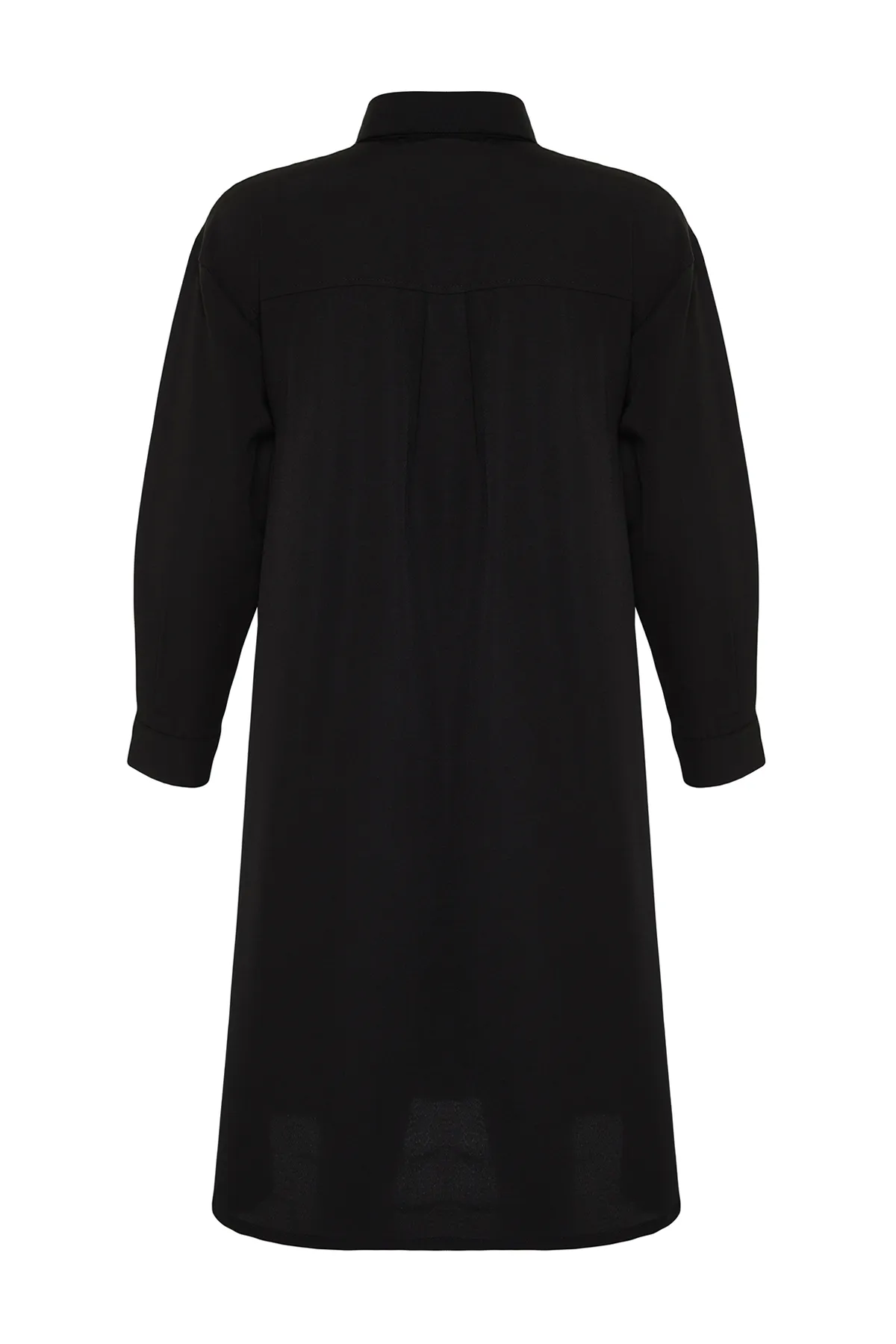 Trendyol Modest  Schwarzes langes gewebtes Hemd mit Knopfdetail TCTSS24TG00053