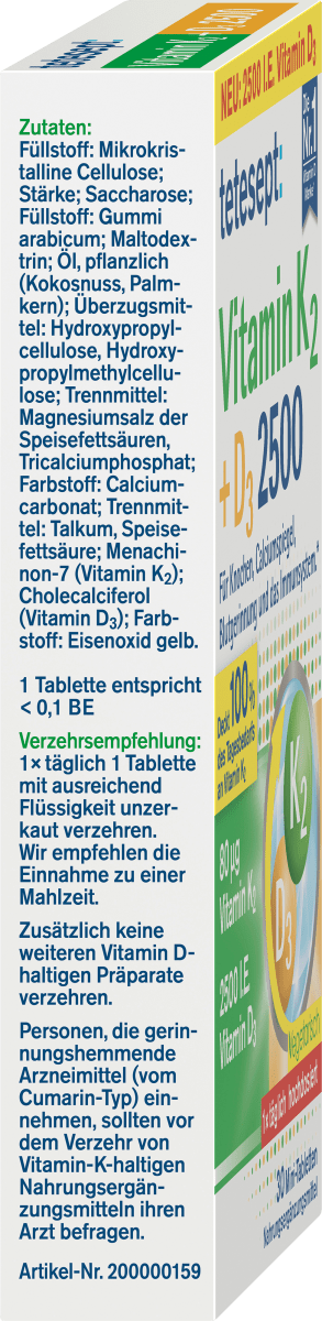 Vitamin K2 + D3 Tabletten 30 St, 9,2 g