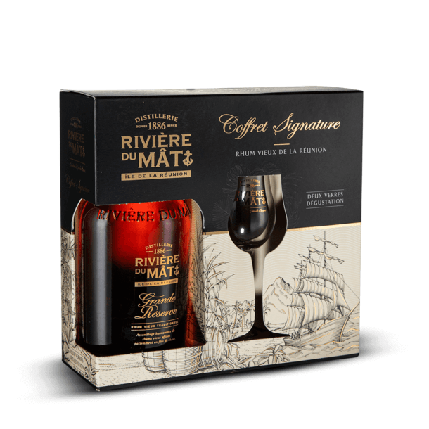 Coffret Rivière Du Mât Grande Réserve + 2 Verres 40%