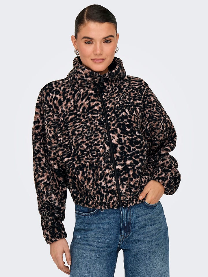 ONLY Fleecejacke in Schwarz/ Braun günstig kaufen