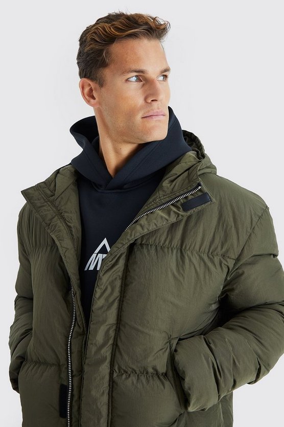 Tall lange Steppjacke mit 4-Taschen und Kapuze