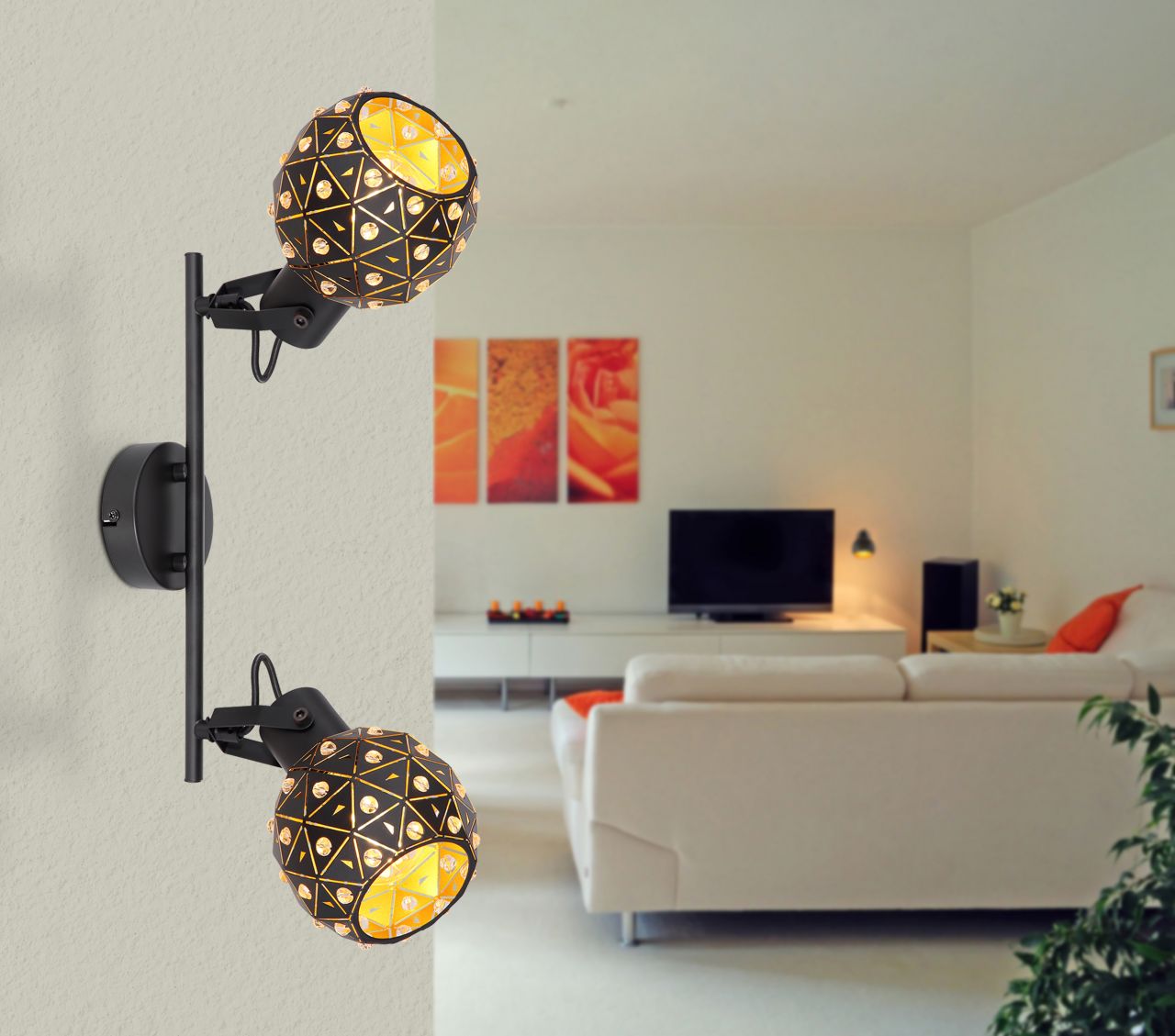 Globo Lighting - JODIE - Strahler Metall schwarz matt, 2x E27