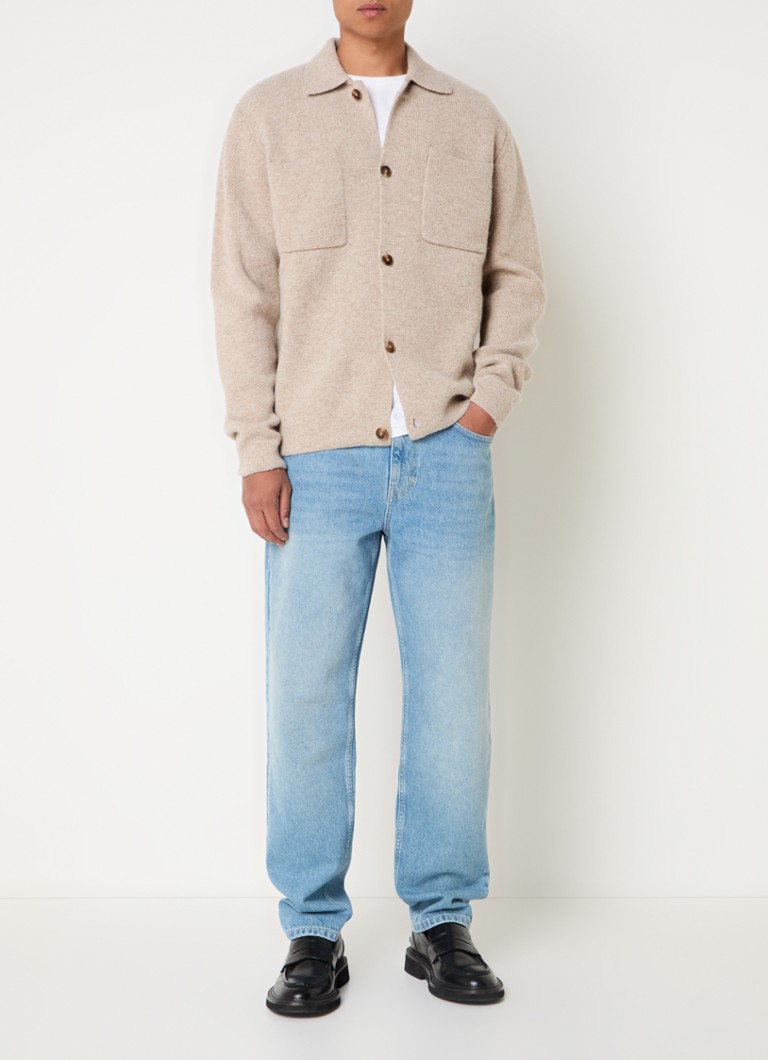 Les Deux Fine-knit merino wool cardigan with chest pockets