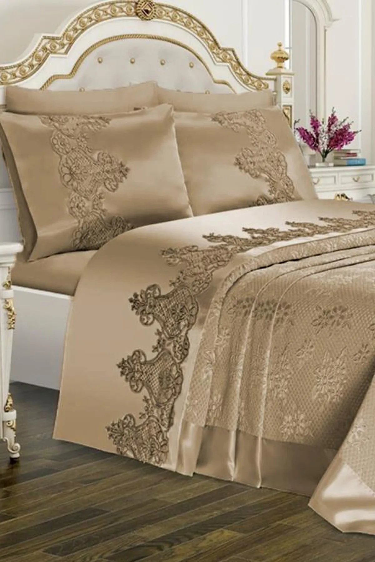 Çeyiz Diyarı  Mitgift-Piqué-Set Dubai Plain Beige