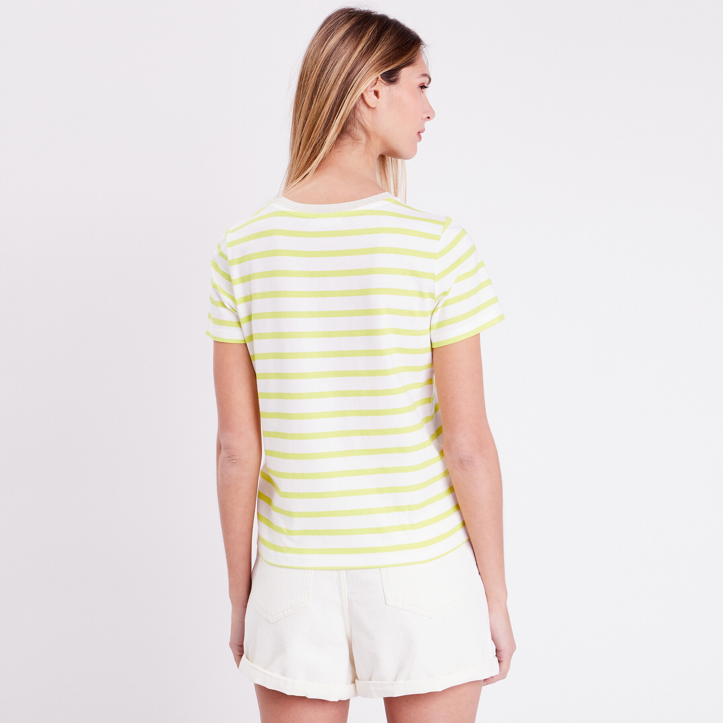 T-shirt manches courtes vert fluo femme | Cache Cache
