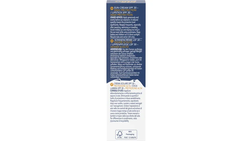 PIZ BUIN MOUNTAIN SONNENCREME LICHTSCHUTZFAKTOR 30 + LIPPENPFLEGE LICHTSCHUTZFAKTOR 30 20ML 20 ml
