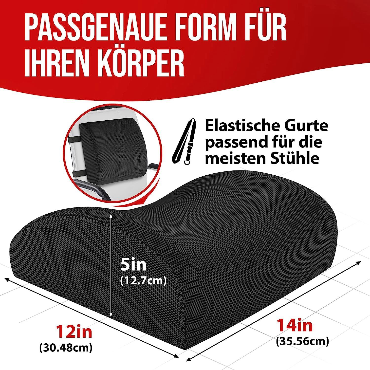 Sarfly Stuhlkissen Sitzkissen Orthopädisch für Bürostuhl, Lendenwirbelkissen für Stuhl
