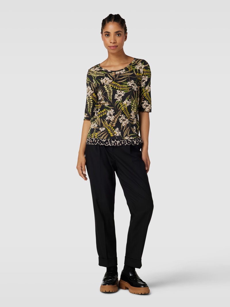 T-Shirt mit Allover-Muster im Double-Layer-Look in schwarz