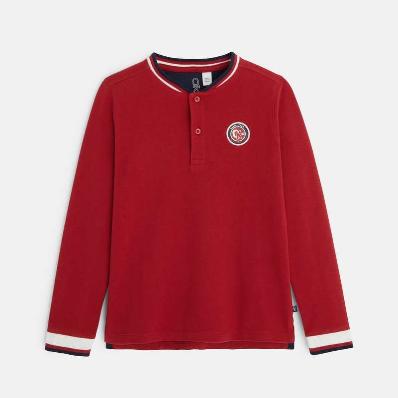 T-shirt manches longues à écusson rouge garçon